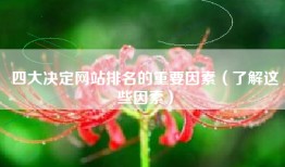 四大决定网站排名的重要因素（了解这些因素）