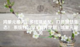 鸿蒙元服务：多终端适配，打造智慧生态！ 系统开／发+软件定制+鸿蒙元服务