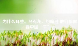为什么拜登、马克龙、约翰逊 他们都需要中国“牛”？