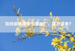 如何做好搜索引擎推广，提升效果？