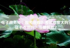 电子商务师：报考步骤？考试难度大吗？证书有用吗？发展前景？