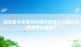 淘宝新手卖家如何操作能提升店铺的自然搜索流量呢？