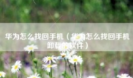 华为怎么找回手机（华为怎么找回手机卸载的软件）