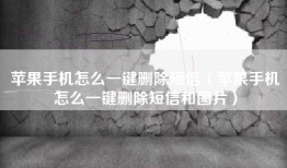 苹果手机怎么一键删除短信（苹果手机怎么一键删除短信和图片）