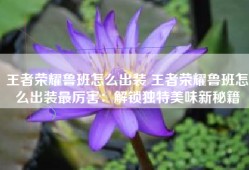 王者荣耀鲁班怎么出装 王者荣耀鲁班怎么出装最厉害：解锁独特美味新秘籍