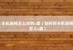 手机视频怎么传到u盘（如何将手机视频存入u盘）