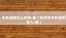 手机视频怎么传到u盘（如何将手机视频存入u盘）