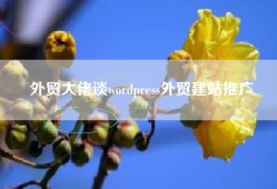 外贸大佬谈wordpress外贸建站推广