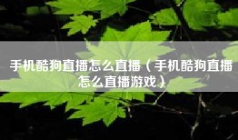 手机酷狗直播怎么直播（手机酷狗直播怎么直播游戏）