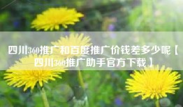 四川360推广和百度推广价钱差多少呢【四川360推广助手官方下载】