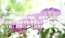 超帅！一键远程开机，简单几步让你手机远程开电脑手机静态ip「超帅！一键远程开机，简单几步让你手机远程开电脑」