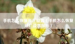手机怎么恢复原厂设置（手机怎么恢复原厂设置图标）