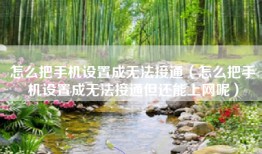 怎么把手机设置成无法接通（怎么把手机设置成无法接通但还能上网呢）
