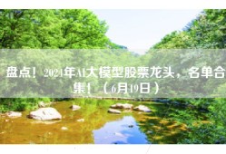 盘点！2024年AI大模型股票龙头，名单合集！（6月19日）