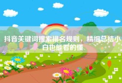 抖音关键词搜索排名规则，精细总结小白也能看的懂