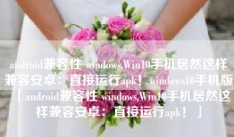 android兼容性 windows,Win10手机居然这样兼容安卓：直接运行apk！windows10手机版「android兼容性 windows,Win10手机居然这样兼容安卓：直接运行apk！」