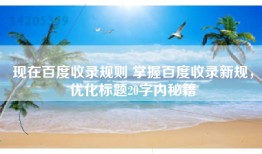 现在百度收录规则 掌握百度收录新规，优化标题20字内秘籍