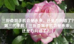 三折叠屏手机会是未来，还是方向错了？第三代手机「三折叠屏手机会是未来，还是方向错了？」