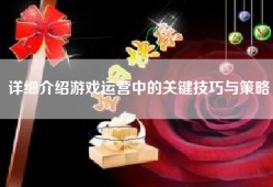 详细介绍游戏运营中的关键技巧与策略