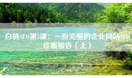 白杨SEO第5课：一份完整的企业网站SEO诊断报告（上）