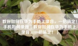 教你如何在华为手机上录音，一招搞定！手机如何录音「教你如何在华为手机上录音，一招搞定！」