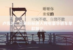 卢伟冰：小米目标进入纯电豪华轿车单款前三