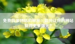免费收录网站的秘密：如何让你的网站获得更多曝光？