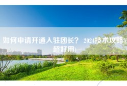 如何申请开通入驻团长？ 2024技术攻略!(超好用)