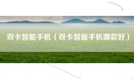 双卡智能手机（双卡智能手机哪款好）