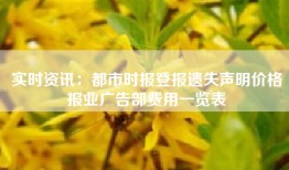 实时资讯：都市时报登报遗失声明价格报业广告部费用一览表
