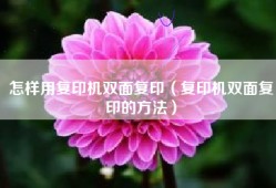 怎样用复印机双面复印（复印机双面复印的方法）