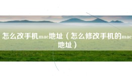 怎么改手机mac地址（怎么修改手机的mac地址）