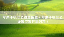 苹果手机怎么设置位置（苹果手机怎么设置位置共享对方）