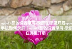 oppok9怎么设置录屏-录屏在哪里开启oppo手机如何录屏「oppok9怎么设置录屏-录屏在哪里开启」