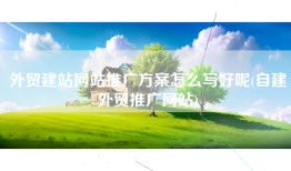 外贸建站网站推广方案怎么写好呢(自建外贸推广网站)