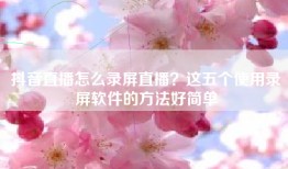抖音直播怎么录屏直播？这五个使用录屏软件的方法好简单