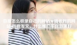百度怎么收录自己的网站★排名好的网站-找我发文，什么推广平台效果好