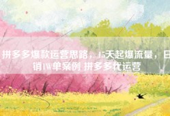 拼多多爆款运营思路，15天起爆流量，日销1W单案例 拼多多代运营