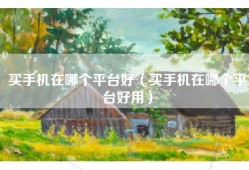 买手机在哪个平台好（买手机在哪个平台好用）