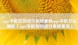 oppo手机如何进行系统重装oppo手机怎么刷机「oppo手机如何进行系统重装」