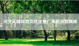 河北关键词首页优化推广策略深度揭秘