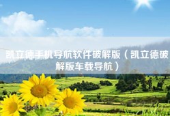 凯立德手机导航软件破解版（凯立德破解版车载导航）