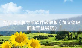凯立德手机导航软件破解版（凯立德破解版车载导航）