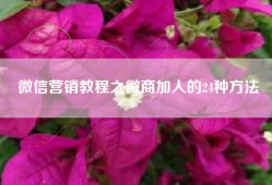 微信营销教程之微商加人的24种方法