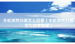 手机突然白屏怎么回事（手机突然白屏怎么回事恢复）