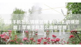 苹果手机怎么调横竖屏手机怎么调横竖屏「苹果手机怎么调横竖屏」