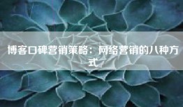 博客口碑营销策略：网络营销的八种方式