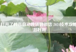 打开了抖音自动跳转到微信 2024技术攻略!超好用