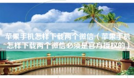 苹果手机怎样下载两个微信（苹果手机怎样下载两个微信必须是官方授权的）