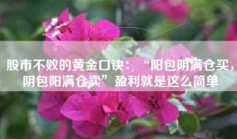 股市不败的黄金口诀：“阳包阴满仓买，阴包阳满仓卖”盈利就是这么简单